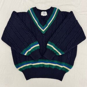 J Press All New Wool Cable Knit Cricket V Neck Sweater Women’s Size Small